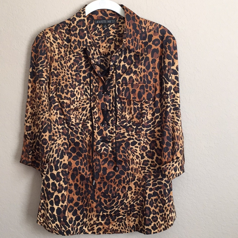 Lafayette 148 New York Leopard Print Top